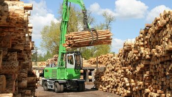 material handler SENNEBOGEN 730 E sawmill, sorting line, log yard, timber handling