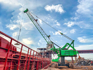 SENNEBOGEN duty cycle crane 640 crawler pylon scrap compaction port
