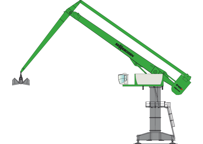 Piktogramm Balance Umschlagbagger für Hafenumschlag und Schrottumschlag SENNEBOGEN 8240 EQ