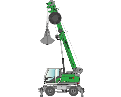 SENNEBOGEN 613 E Mobile for dredging pictogram: telescopic crane / telecrane for construction sites as an alternative to a revolving tower crane