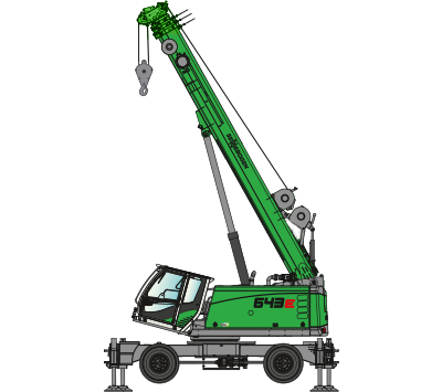 SENNEBOGEN 643 E Mobile pictogram: telescopic crane / telecrane for construction sites and as an alternative to a revolving tower crane