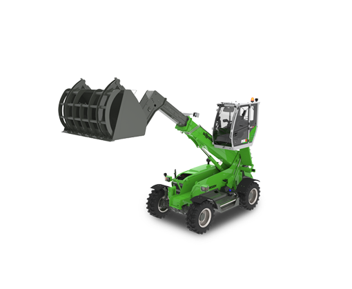 SENNEBOGEN Teleskoplader Telehandler Telestapler 355 E mit Niederhalterschaufel und hochfahrbarer Kabine