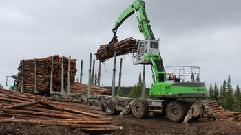 SENNEBOGEN 830 Trailer Mobil Mobilunterwagen Holzumschlag Umschlagmaschine Umschlagbagger