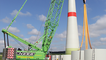 SENNEBOGEN Raupenkran 5500 Windparks Kran Verlademaschine Windkraftmontage Breitspur Raupenunterwagen maxcab 