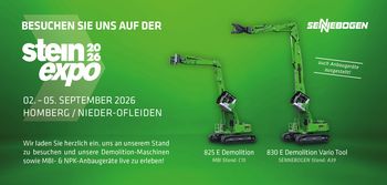 Graphic featuring the Steinexpo logo, along with the date and venue.