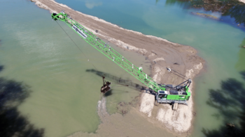 Gravel extraction with dragline bucket: recultivation of a gravel pit