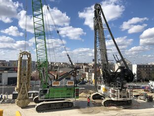 Seilbagger / Schürfkübelbagger SENNEBOGEN 6140 E HD Raupe Hydrofräse / Schlitzwandgreifer Grand Paris Express