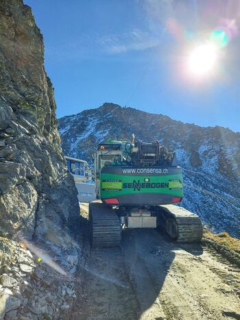 15 t telescopic crawler crane , SENNEBOGEN 613, Swiss Alps, microtunneling