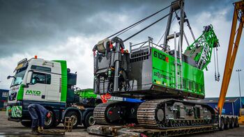 100 t SENNEBOGEN Seilbagger 6100 E im Greifereinsatz