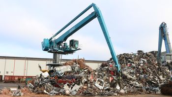 SENNEBOGEN 8130 EQ Balancer in scrap handling at Scholz Recycling GmbH & CO KG