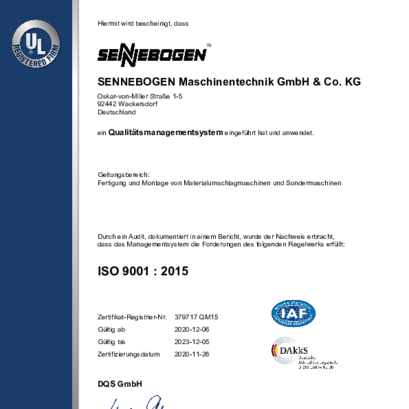 ISO-Zertifizierung SENNEBOGEN Werk III Wackersdorf