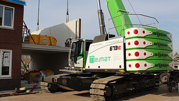 SENNEBOGEN 673 E caterpillar crane for precast concrete construction in the Niederladen area