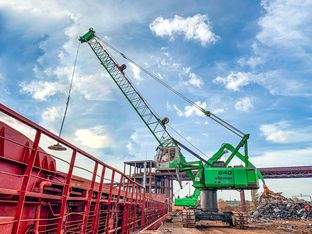 SENNEBOGEN duty cycle crane 640 crawler pylon scrap compaction port