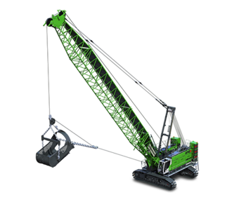 SENNEBOGEN duty cycle crane hydro 6140 E with dragline bucket for gravel extraction