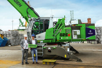 SENNEBOGEN 825 Electro Battery, BATTERY-POWERED MATERIAL HANDLER AT BAUMA 2022, zero emission