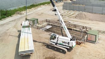 Elektrischer Kran für emissionsfrei Baustelle