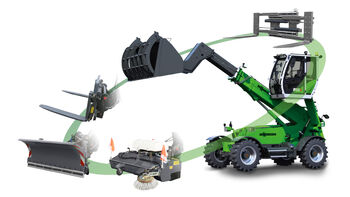 Robust telescopic handler with elevating cab: the SENNEBOGEN 355 E Attachments