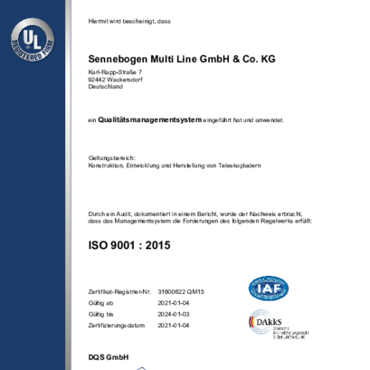 ISO-Zertifizierung SENNEBOGEN Multi Line Wackersdorf