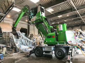 SENNEBOGEN material handler 821 E electric excavator recycling waste management sorting grab