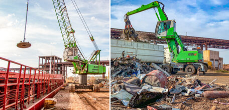SENNEBOGEN 821 Mobile and 640 HD Crawler - A dream team in the Port of Constanta to load and compact scrap