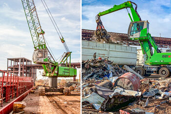 SENNEBOGEN 821 Mobile and 640 HD Crawler - A dream team in the port of Constanta in Romania for scrap handling and scrap compaction