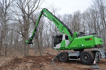 tree felling machine SENNEBOGEN 728 E tree care, embankment maintenance, problem tree felling, tree pruning