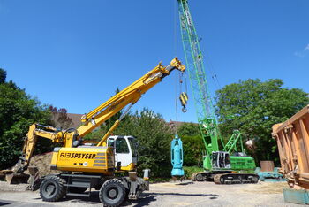 Special civil engineering with cable material handler and telecrane at Speyser
