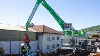 SENNEBOGEN 835 Elektro E-Serie Schienenunterwagen Elektroumschlagmaschine Elektroumschlagbagger Umschlagmaschine Umschlagbagger Schrottumschlag