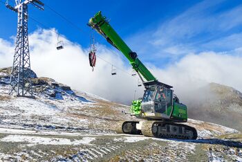 15 t telescopic crawler crane , SENNEBOGEN 613, Swiss Alps, microtunneling