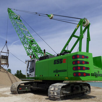 SENNEBOGEN duty cycle crane 655 gravel extraction with dragline bucket quarrying industry