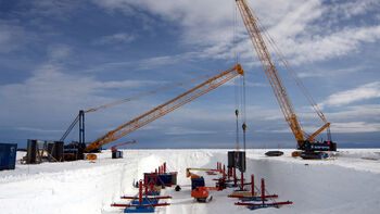 Two SENNEBOGEN 3300 Star-Lifter in the everlasting ice of Antarctica