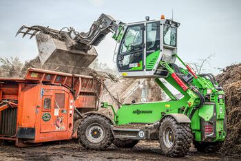 Telehandler teleloader SENNEBOGEN 355 E composting plant compost green waste recycling shredder