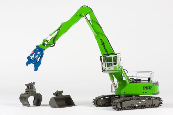 Download (RGB 300 dpi) SENNEBOGEN 860 Raupenumschlagmaschine Umschlagmaschine Anbaugeräte Zink-Druckguss Modell Modell 1:50 1 zu 50 maßstabsgetreu Maßstab Sennebogen Shop Online Shop