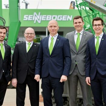 SENNEBOGEN senior managers and CEO (left to right): Alexander Sennebogen, Walter Sennebogen, Erich Sennebogen, Anton Sennebogen and Sebastian Sennebogen