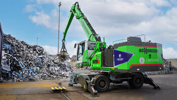 SENNEBOGEN 825 Electro Battery, BATTERY-POWERED MATERIAL HANDLER AT BAUMA 2022, zero emission