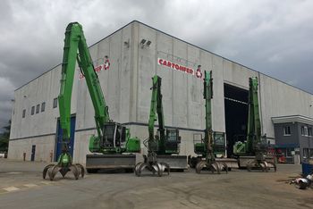 Four SENNEBOGEN Material Handler for Recycling and Scrap Handling at Cartonfer/Italy