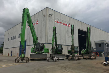 Four SENNEBOGEN Material Handler for Recycling and Scrap Handling at Cartonfer/Italy