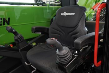 Joystick control inside the operator's cab of the SENNEBOGEN 360 G telehandler.